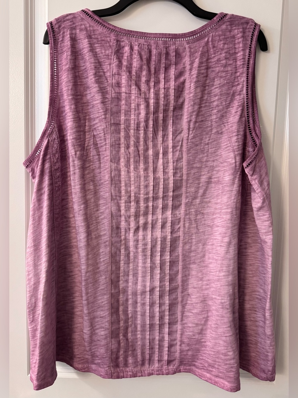 #z188 Soft Surroundings Embroidered Pintucked Mixed Media Tank Top Orchid Purple - Picture 2 of 6